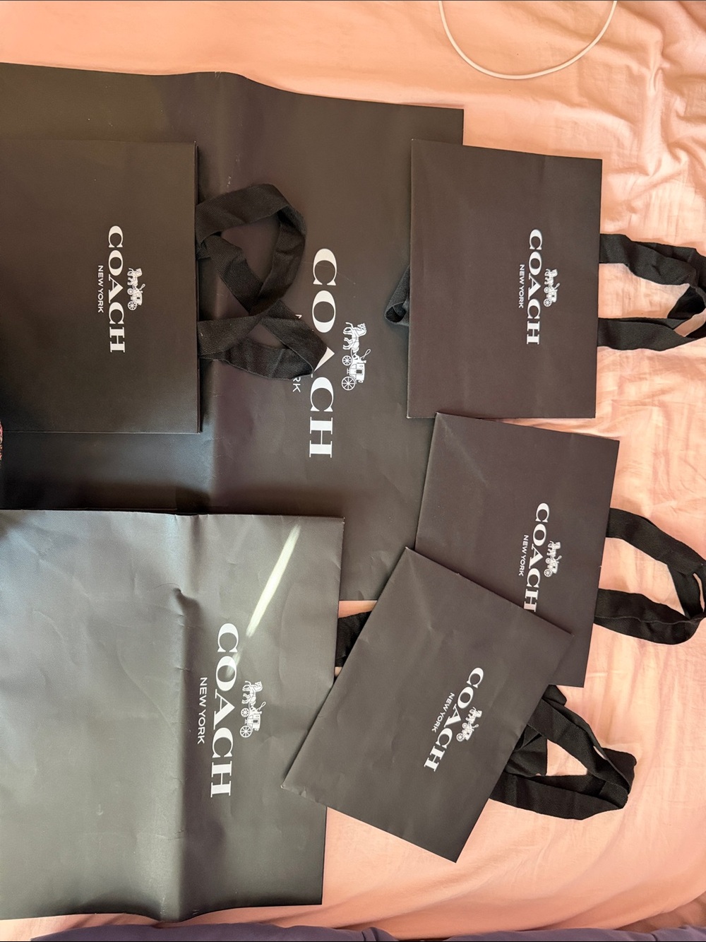6 -Coach Black Shopper Bags with White Logo